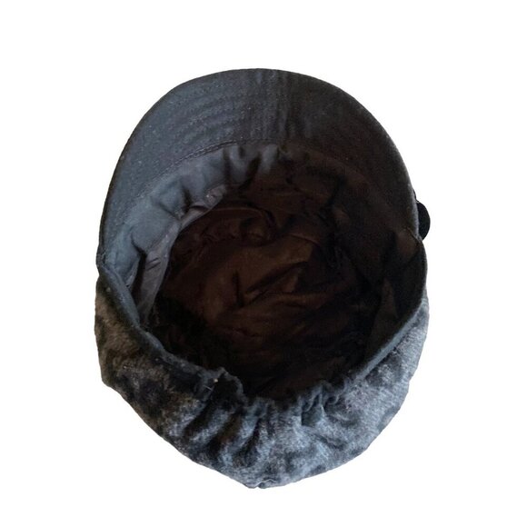 Gray Black Knit Leopard Cabbie Hat Cap One Size Stretch Fit - Picture 4 of 6